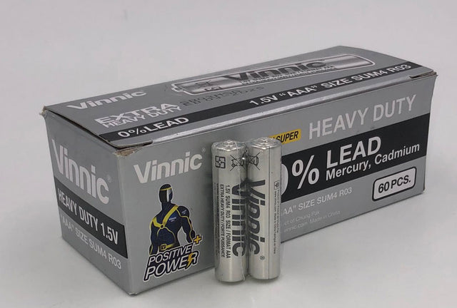 Vinnic & Player Batteries Vinnic Extra Heavy Duty AAA Batteries — 60-Pack (1.5V) - SR03MSG