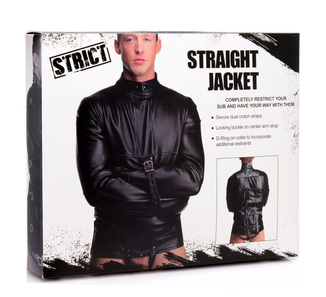 XR Brands Straight Jacket — Large, Unisex Leather-Like Restraint - STR-AF569-LRG