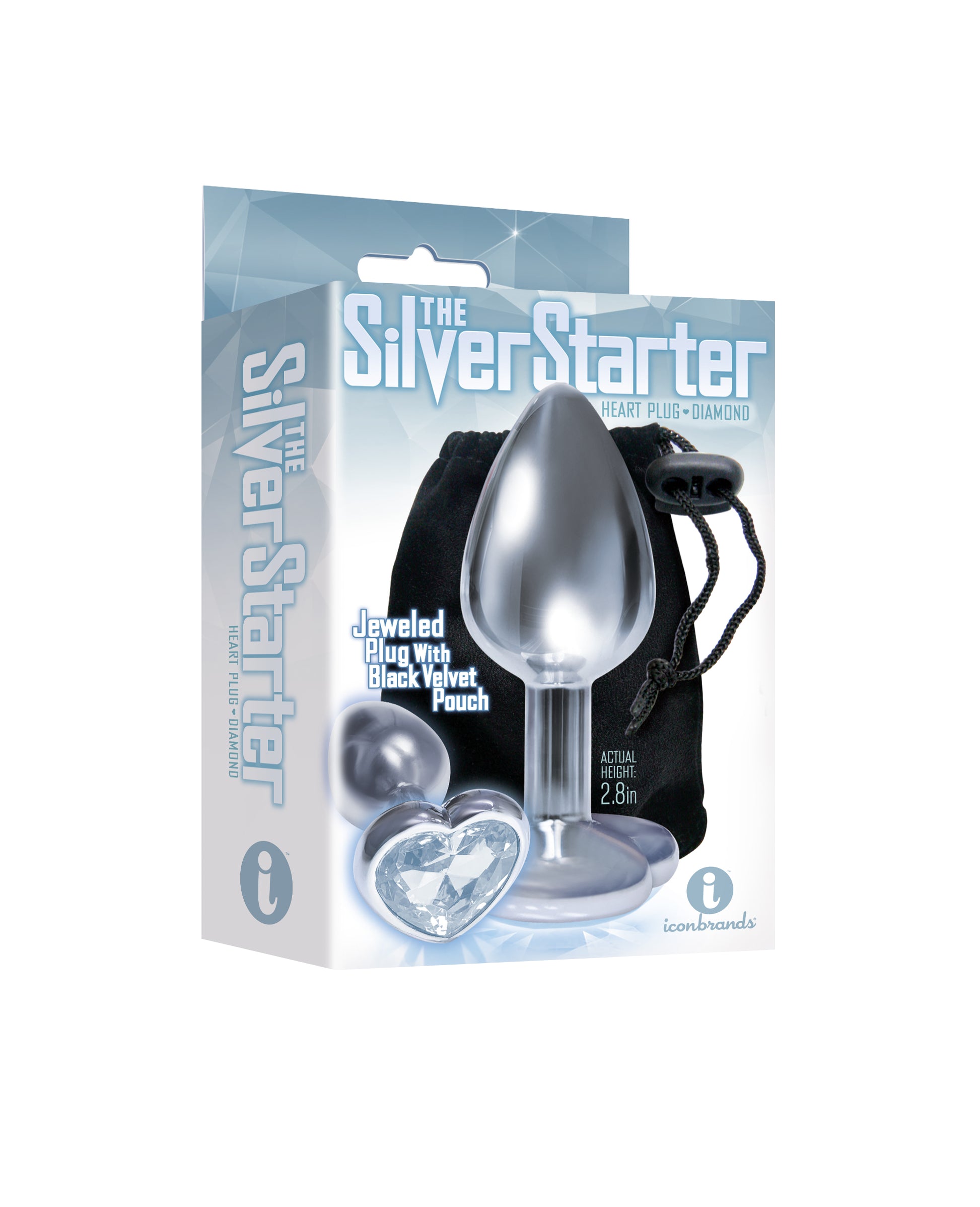 The 9's the Silver Starter Heart Bejeweled Stainless Steel Plug - Diamond by Icon Brands