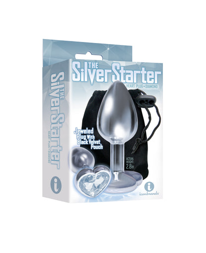 The 9's the Silver Starter Heart Bejeweled Stainless Steel Plug - Diamond by Icon Brands