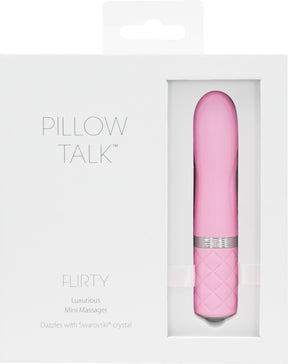 BMS Factory Pillow Talk Flirty Mini Massager with Swarovski Crystal, Pink - BMS2661-6