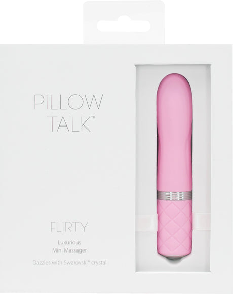 BMS Factory Pillow Talk Flirty Mini Massager with Swarovski Crystal, Pink - BMS2661-6