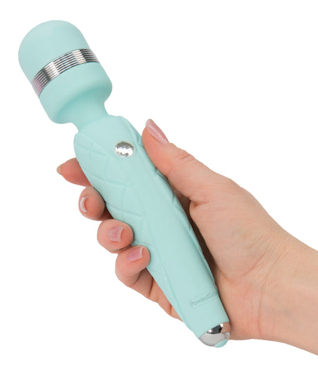 BMS Factory Pillow Talk Cheeky Wand Massager with Swarovski Crystal — Teal, 8 in - BMS2671-9