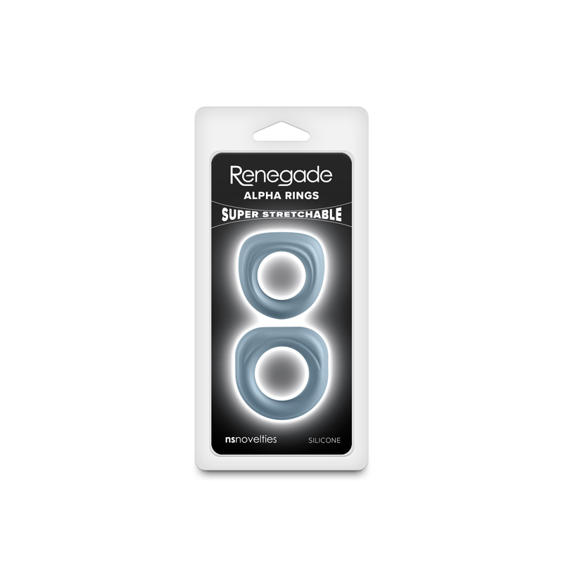 nsnovelties NS Novelties Renegade Alpha Rings — Gray, Dual-Size Silicone Cockrings - NSN-1128-69