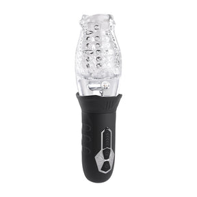 Evolved Novelties Cyclone Clear/Black Rotating Stroker — 3" Insertable - ZE-RS-3137-2