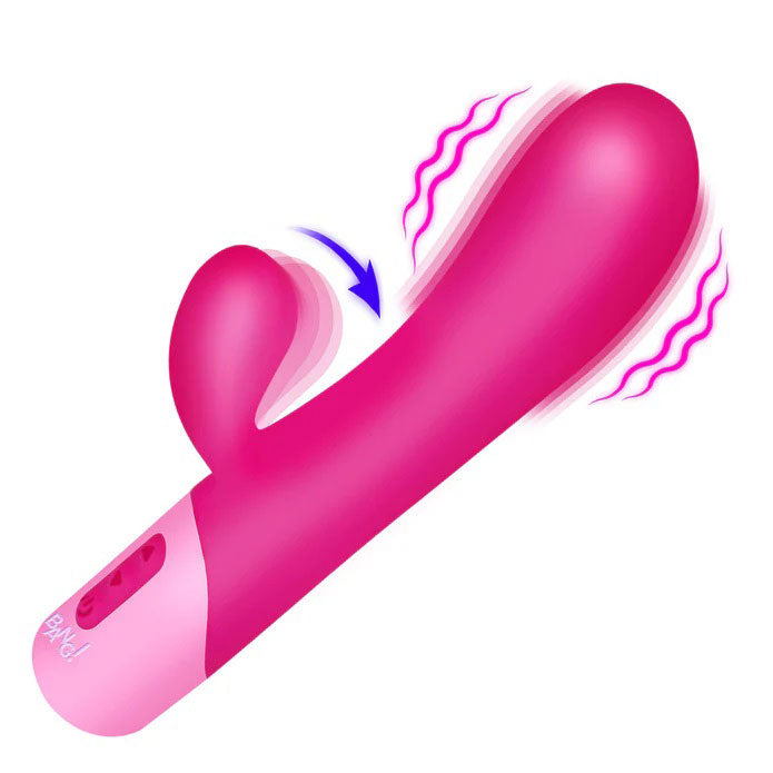 XR Brands Clitoral Tapping Rabbit Vibrator — Pink, 8.4 in - BNG-AH845