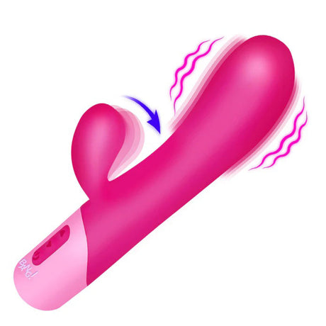 XR Brands Clitoral Tapping Rabbit Vibrator — Pink, 8.4 in - BNG-AH845
