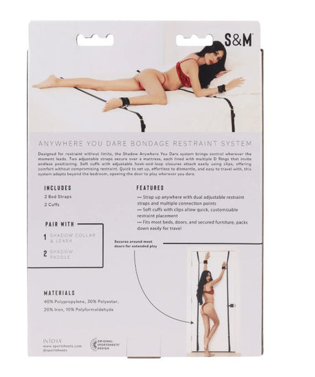 Sportsheets Anywhere You Dare Bondage Restraint System — Black - SS10312