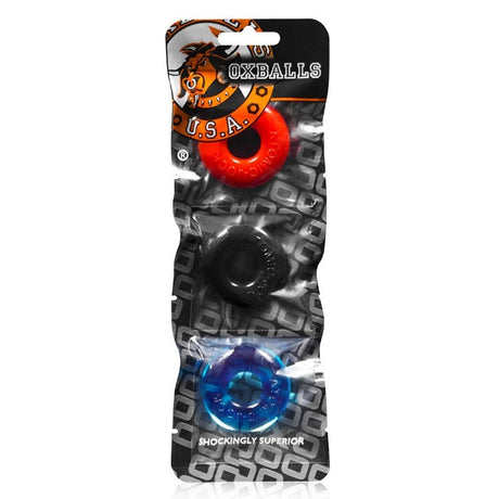 OXBALLS Ringer 3-Pack Cock Rings — FLEXtpr, Multi - OX-1324-MULTI