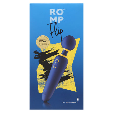 ROMP Flip Wand Massager — Silicone, USB Rechargeable, Blue - RM1313
