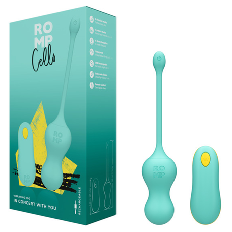 ROMP Cello G-Spot Vibrator — Remote-Controlled, Light Teal - RM2272