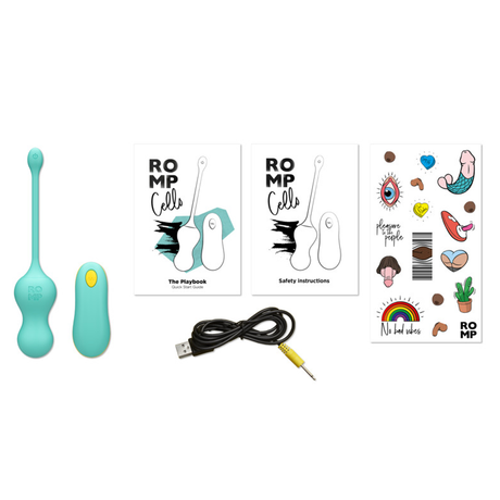 ROMP Cello G-Spot Vibrator — Remote-Controlled, Light Teal - RM2272