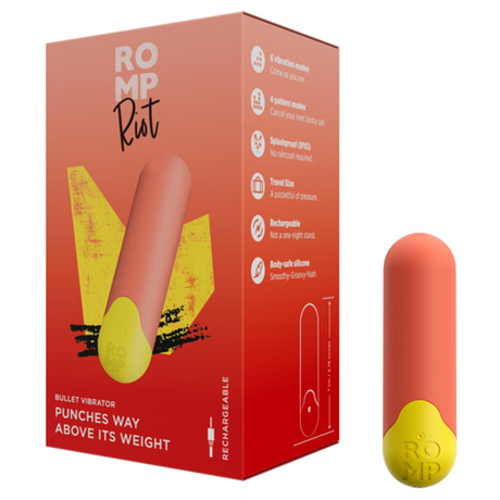 ROMP Riot Bullet Vibrator — Compact USB Rechargeable, Light Orange - RM2289