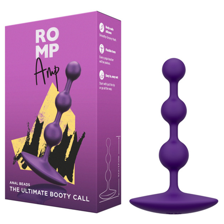 ROMP Amp Silicone Anal Beads — Small Flexible, Dark Purple - RM2296