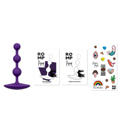 ROMP Amp Silicone Anal Beads — Small Flexible, Dark Purple - RM2296