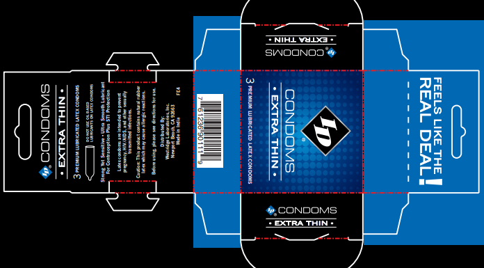 I.D. Lubricants Extra Thin Lubricated Condoms — 3 Pack - ID-WXT-03