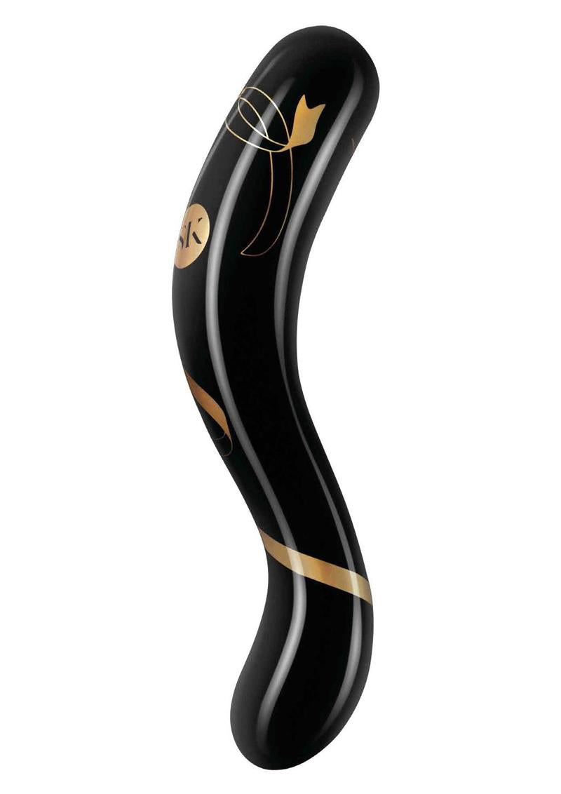 XGEN Secret Kisses 7-Inch Handblown Double-Ended Glass Dildo, Black - SK-3006