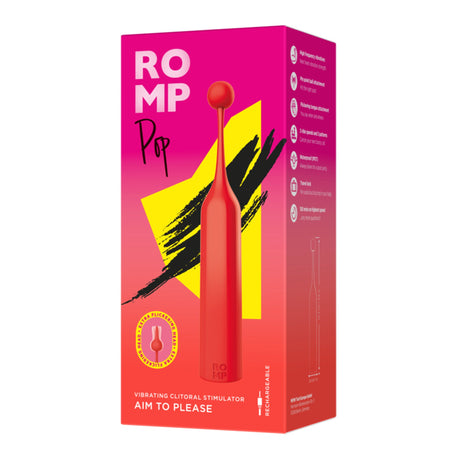 ROMP Pop Clitoral Vibrator — Interchangeable Heads, Luminous Red - RM3520