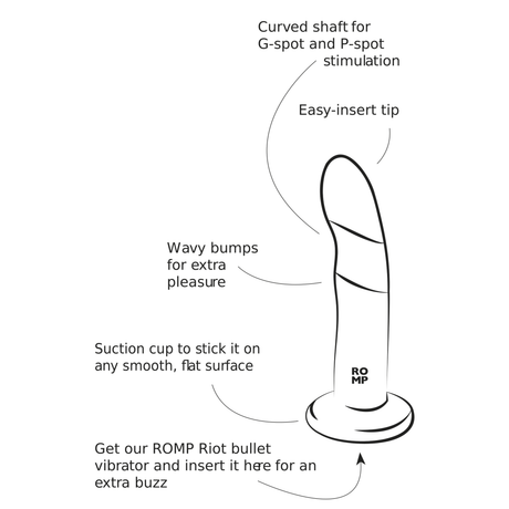 ROMP Piccolo Silicone Curved Dildo — 140 mm - RM3551