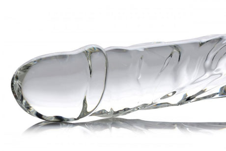 XR Brands Brutus Glass Thruster Dildo, Clear — 6.5 in Insertable - MS-AF178