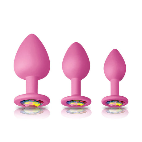 nsnovelties Glams Spades Trainer Kit 3-Piece Pink Silicone Plug Set - NSN0509-04