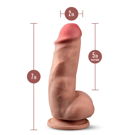 Dr. Skin Plus - 7 Inch Girthy Posable Dildo With Balls - Mocha