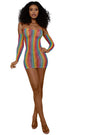 Dreamgirl Rainbow Mini Dress with Arm Warmers — One Size - DG-14313RNBOS
