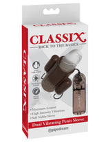 Pipedream Dual Vibrating Penis Sleeve — Textured Stretch, Smoke - PD1987-24