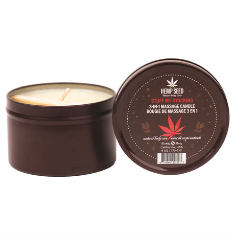 Earthly Body Hemp Seed 3-in-1 Massage Candle — 6 oz (Stuff My Stocking) - EB-HSCH024C