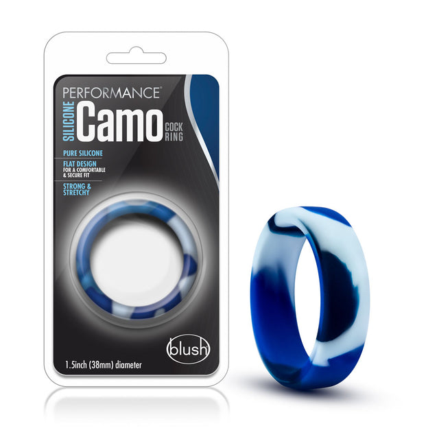 Blush Performance Silicone Camo Cock Ring — Blue Camouflage - BL-91168