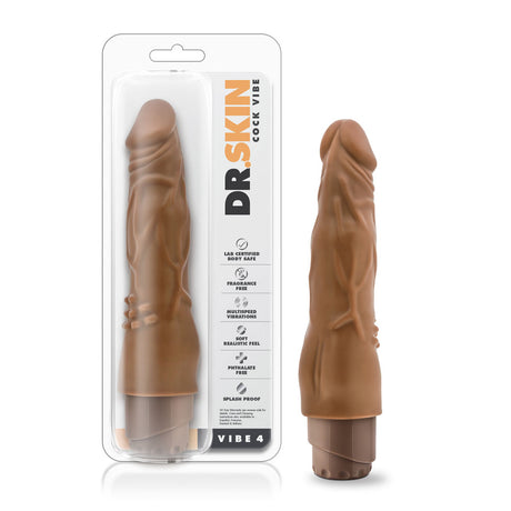 Blush Dr. Skin Vibe 4 — 8 Inch Realistic Vibrator (Mocha) - BL-10127