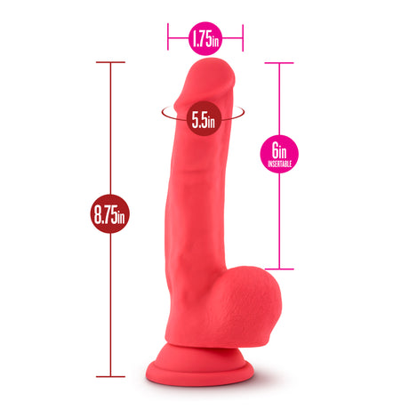 Blush Ruse Shimmy Realistic Dildo, 6" Insertable — Red - BL-83708