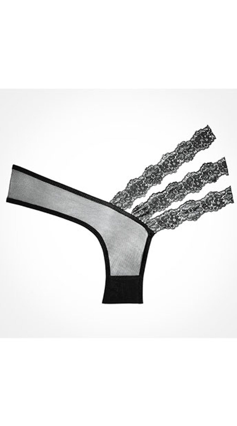 Allure Adore Wild Orchid Panty - One Size - Black by Allure Lingerie