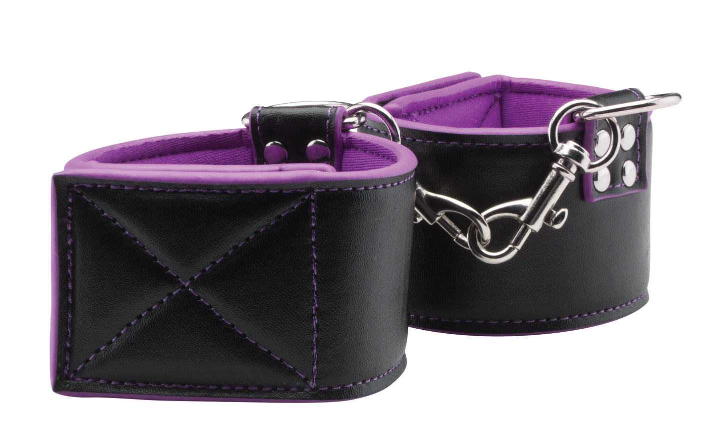 Reversible Ankle Cuffs Premium Bonded Leather and Neoprene - Purple by Shots