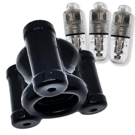 Oxballs Buzz Squeeze Triple-Vibe Ball Stretcher — Black - OX-3056-BLK