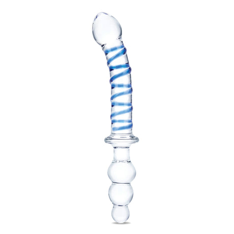 Electric Novelties 10-Inch Twister Dual-Ended Glass Dildo — Clear/Blue - GLAS-163
