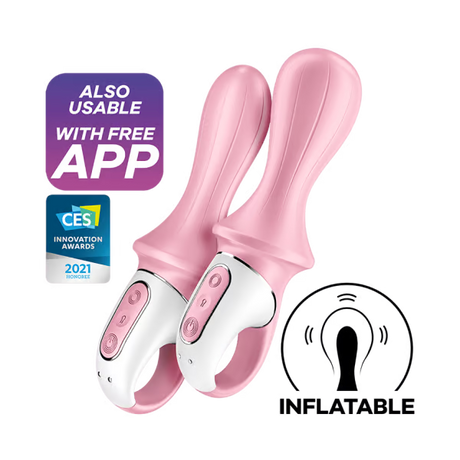 Satisfyer Air Pump Booty 5+ Anal Vibrator — Inflatable Shaft (Red) - SF8551