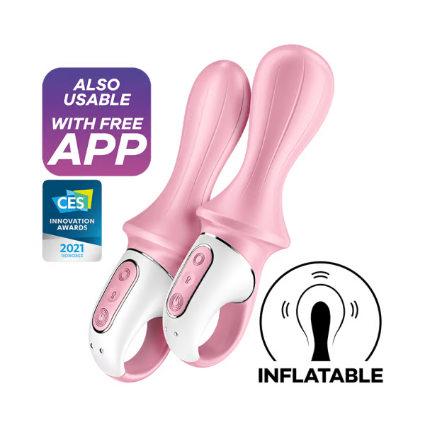 Satisfyer Air Pump Booty 5+ Anal Vibrator — Inflatable Shaft (Red) - SF8551