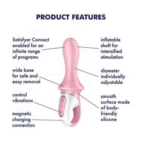 Satisfyer Air Pump Booty 5+ Anal Vibrator — Inflatable Shaft (Red) - SF8551