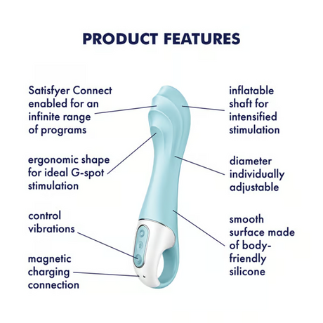 Satisfyer Air Pump 5 Connect Vibrator — Inflatable Shaft, Turquoise - SAT-J2018-252