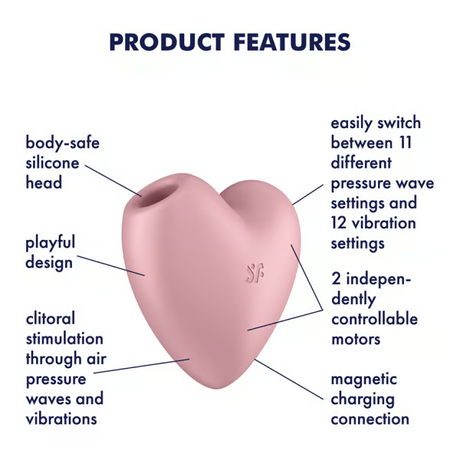 Satisfyer Cutie Heart Clitoral Vibrator — Light Red - SF1604