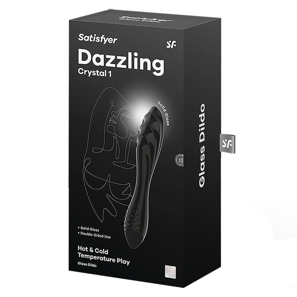 Satisfyer Dazzling Crystal Glass Dildo, Black - SF5924