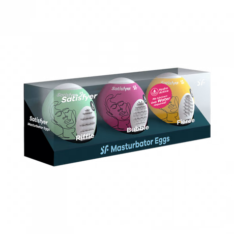 Satisfyer Masturbator Egg 3‑Piece Set (Riffle, Bubble, Fierce) - SAT-4001807