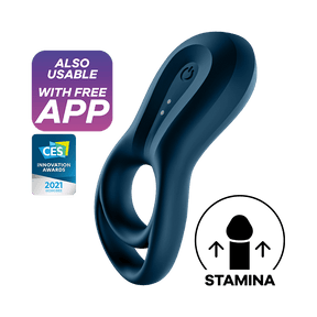 Satisfyer Epic Duo Dark Blue Vibrating Cock Ring with App Control - SAT-J2008-30