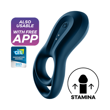 Satisfyer Epic Duo Dark Blue Vibrating Cock Ring with App Control - SAT-J2008-30