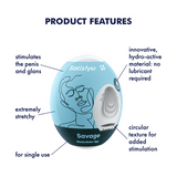 Satisfyer Masturbator Egg Single (Savage) — Light Blue - SAT-9043415