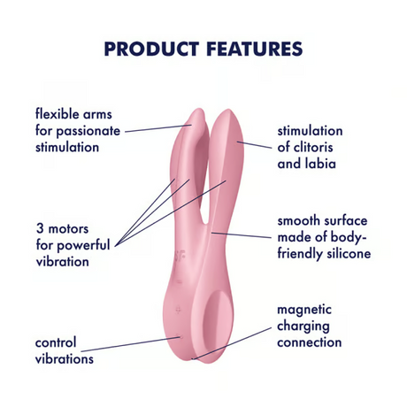 Satisfyer Threesome 1 Lay-On Vibrator — Pink - SAT-J2018-241-1