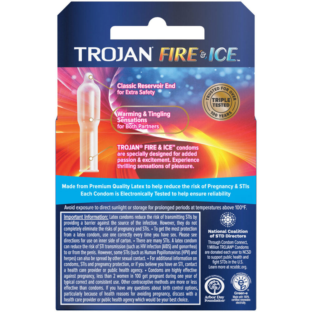 Trojan Fire and Ice Dual Action Lubricated Condoms - 3 Pack by Paradise Marketing