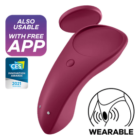 Satisfyer Sexy Secret Panty Vibrator — Wine Red, App-Controlled - J2018-98