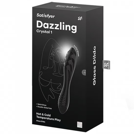 Satisfyer Dazzling Crystal Glass Dildo, Black - SF5924